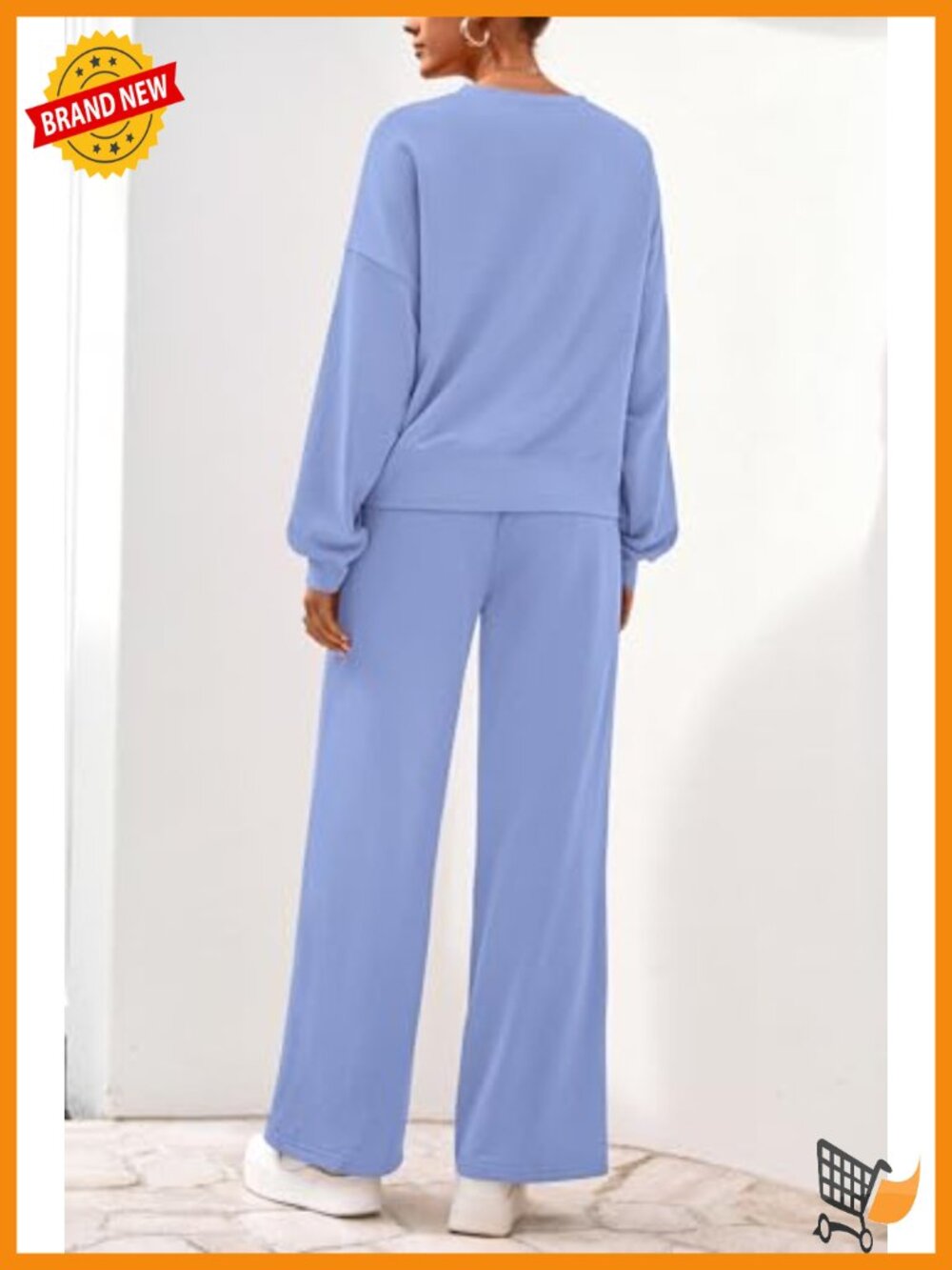 Women's 2 Piece Sweatsuit Lounge Set Wide Leg Sweatpants Fleece Pullover - Picture 4 of 6